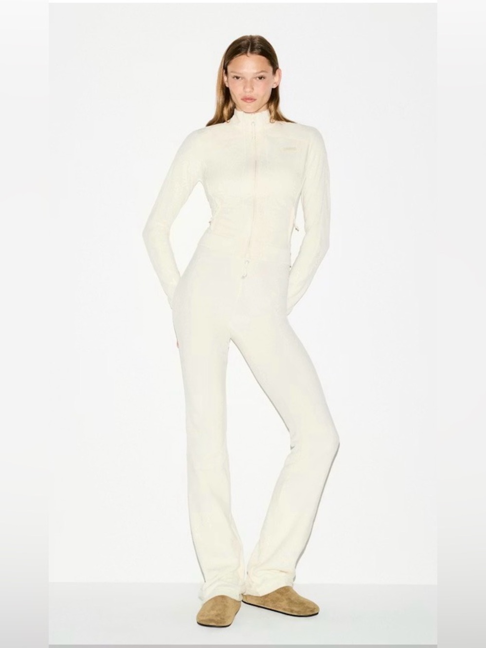 SKIMS Cream Zip-Front Jumpsuit